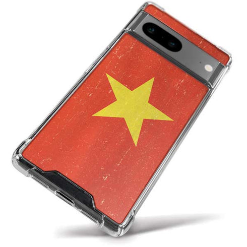 Vietnam Flag Distressed Google Pixel 8a Clear Case